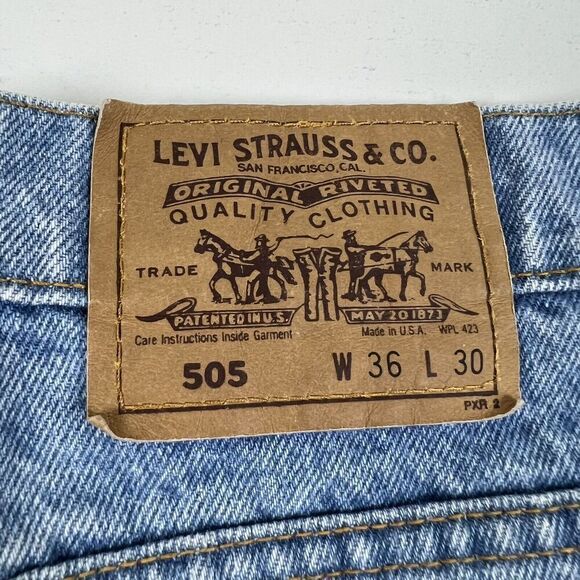 Vintage Levis 505 Orange Tab Distressed Jeans 36 X 30 Light Wash Denim - Picture 11 of 12